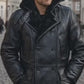 MFC01 Black Fur Shearling Winter Jacket Warm RAF B3 WWII Genuine Leather Coat For Men