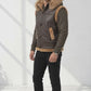 B017 RAF Fur Shearling Brown Hood Genuine Leather Jacket Men's Winter Fashion Vest