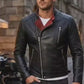 M071 Men Biker Real Leather Jacket Black - Cafe Racer Jacket