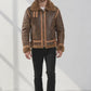 B015 RAF Copper Brown Shearling Winter Fashion Bomber Real Aviator Jacket