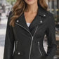 WLJ08 Suede Leather Jackets for Women's Moto Biker Cross Zipper Coat 2 Pockets