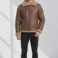 B002 RAF B3 Brown Shearling Fur Coat WWII Army Bomber Winter Ruff Buff Real Leather Jacket For Men