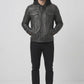 M050 Biker Black Hood Motorcycle Coat Latest Men's Real Leather Jacket