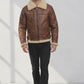 B003 B3 Brown Shearling Coat WWII Bomber Sheep Leather Aviator Jacket For Men's