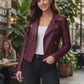 W014 Southside Serpent Riverdale Jughead Jones Biker Maroon Leather Jacket For Women's