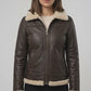 F010 Women's Hooded Bomber B3 Aviator RAF Genuine Fur Sheepskin Leather Jacket