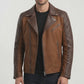 M008 Men's Cafe Racer Stylish Biker Real Leather Suede Brown Jacket