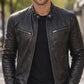 M012 Vintage Cafe Racer Black Men Retro Biker Stylish Genuine Leather Jacket