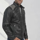 MMJ10 Leather Madness Michael Jackson Beat It Black Genuine Leather Jacket