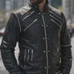 MMJ10 Leather Madness Michael Jackson Beat It Black Genuine Leather Jacket