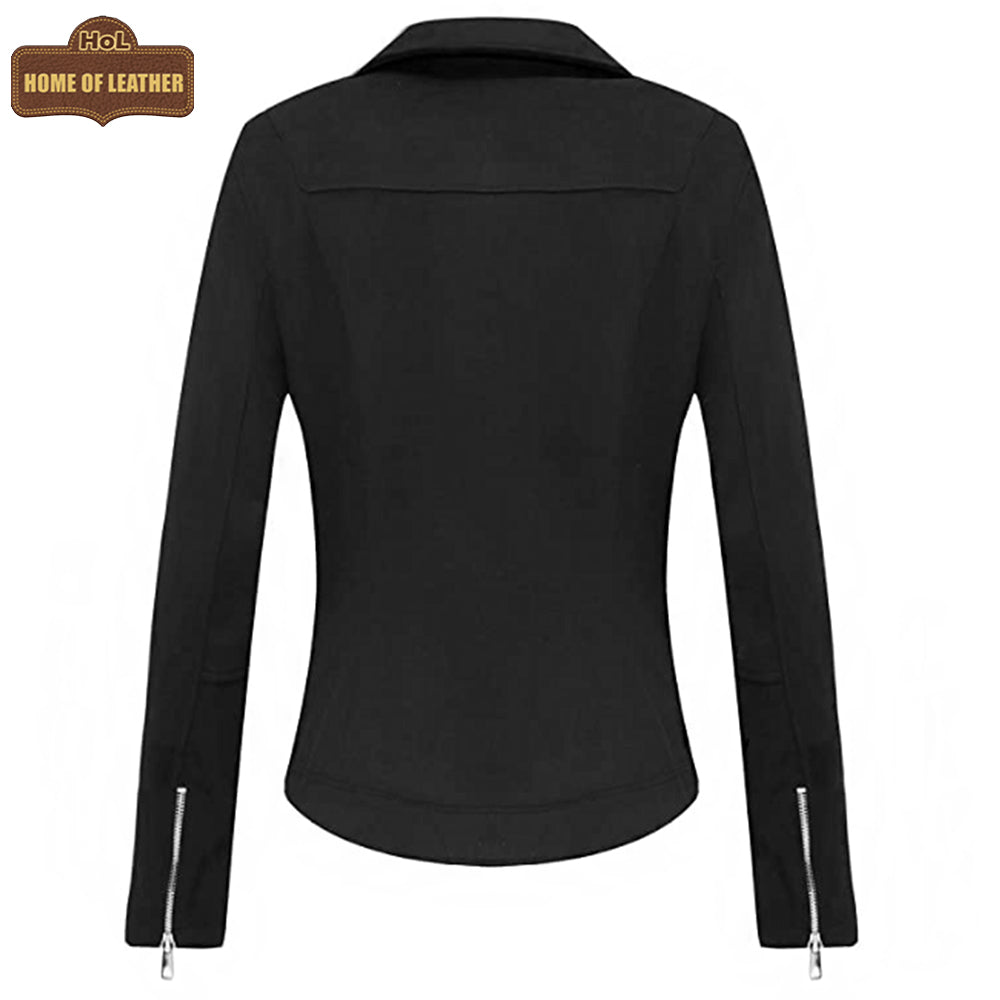 WLJ08 Suede Leather Jackets for Women's Moto Biker Cross Zipper Coat 2 Pockets