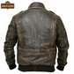 M013 Brown Aviator Distress A-2 Flying Army Style Bomber Flight Jacket For Men