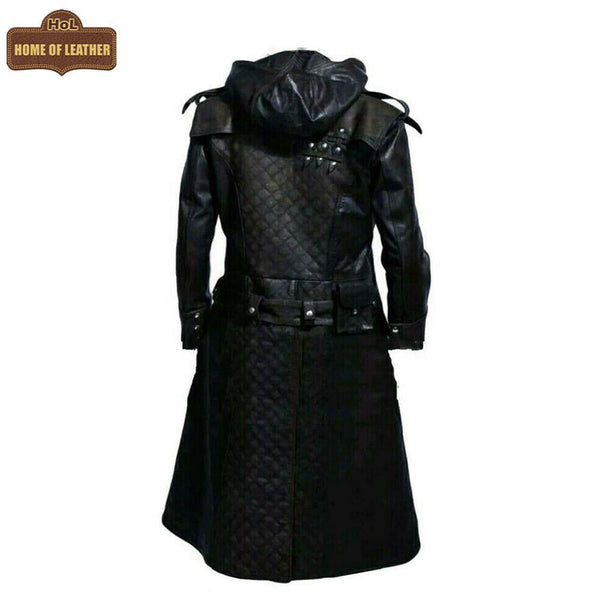 C003 Assassins Creed Syndicate Jacob Frye Men's Black Qualited Real Leather Coat - Home of Leather