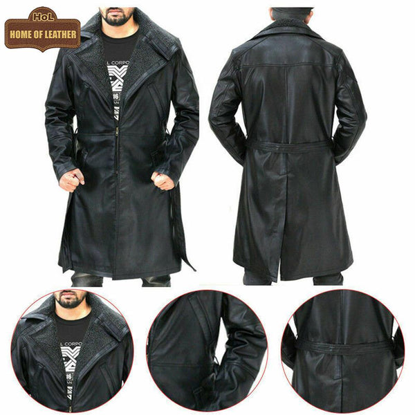 C005 Men's Blade Runner 2049 Ryan Gosling Genuine Fur Leather Coat - Home of Leather