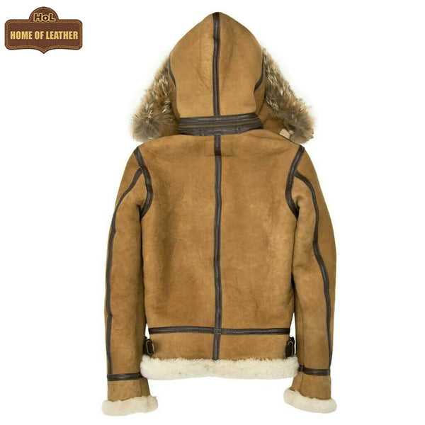 F007 Women's Suede Genuine Leather Stylish Detachable Hood Jacket | SALE