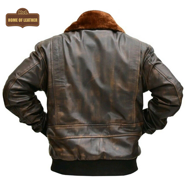 G-1 M037 Aviator A-2 Real Bomber Flight Jacket Distressed Brown Men's Leather Jacket