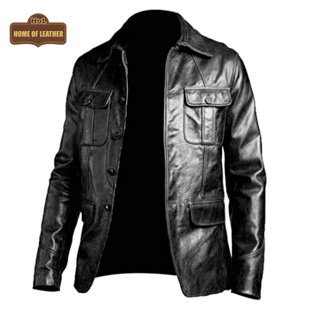 M026 Men's Blazer Wear Coat Classic Formal Easy Rider Genuine Leather Jacket