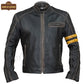 M027 Biker Support Distressed Café Racer Men Black Retro Leather Jacket with protectors