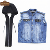 MDJ05 Men's Denim Sleeves Less Detachable Hooded Vest Blue Color Vest