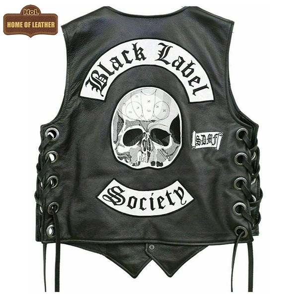 MDV03 Black Label Society Genuine Leather Zakk Wylde Vest BLS Patches