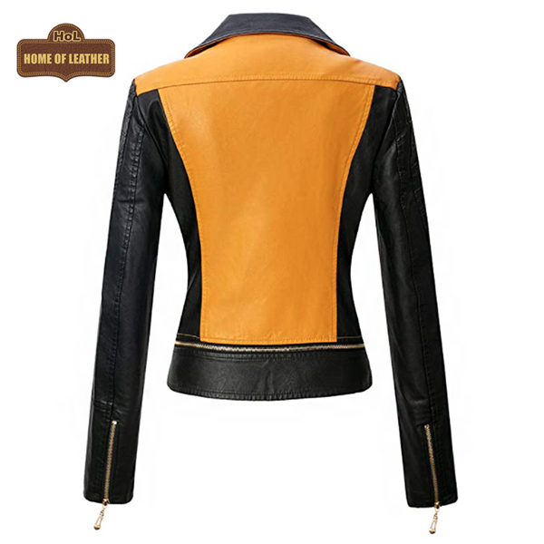 WLJ09 Women's Tanming Real Faux Leather Moto Girls Biker Slim Fit Jacket