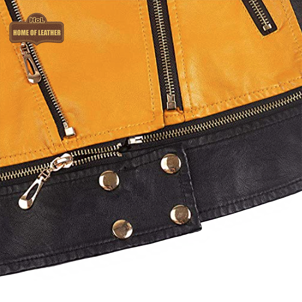 WLJ09 Women's Tanming Real Faux Leather Moto Girls Biker Slim Fit Jacket