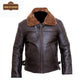 B025 Fur Shearling Men Warm Bomber Brown Genuine Leather Jacket Winter Coat - Home of Leather