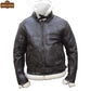 B033 Men's RAF Flying Aviator Real Shearling Fur Bomber Brown Winter Leather Jacket Men's Winter Fur Jacket - Home of Leather 