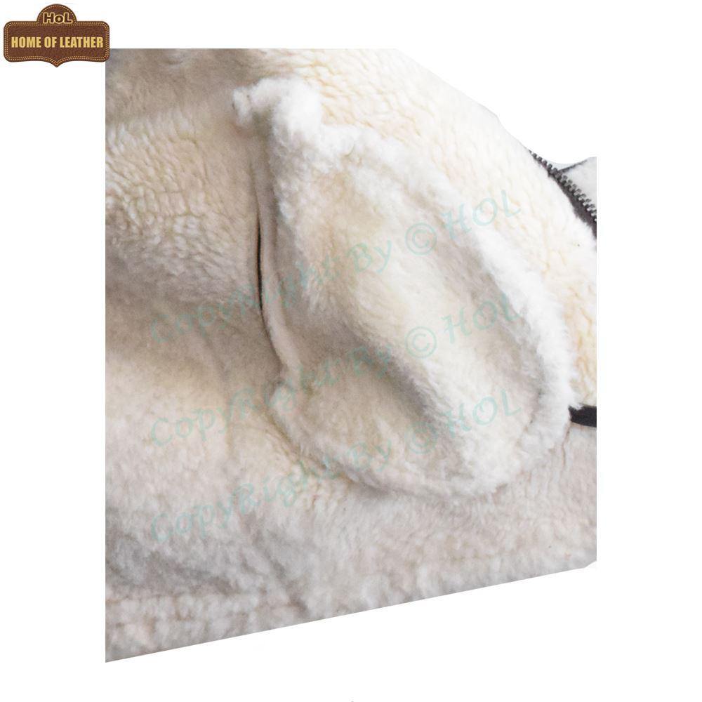 B033 Men's RAF Flying Aviator Real Shearling Fur Bomber Brown Winter Leather Jacket Men's Winter Fur Jacket - Home of Leather 