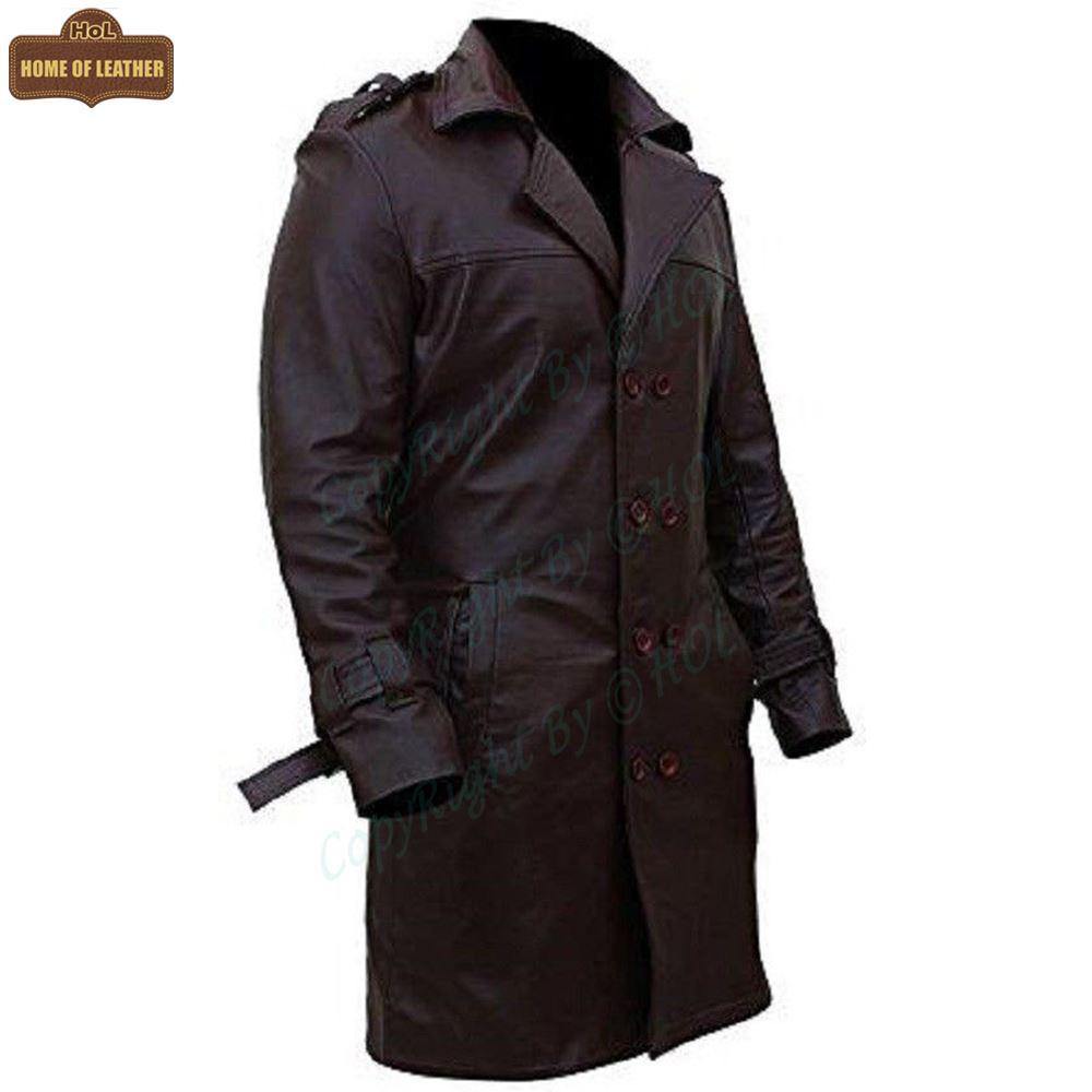 Bay Watchmen Rorschach Fashion Trench C002 Brown Jacket Genuine Leather Coat For Men - Home of Leather