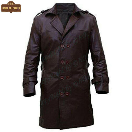 Bay Watchmen Rorschach Fashion Trench C002 Brown Jacket Genuine Leather Coat For Men - Home of Leather