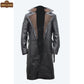 C006 German WW2 Brown Belted Fur Leather Trench Long Blade Runner Men's Coat - Home of Leather