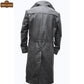 C006 German WW2 Brown Belted Fur Leather Trench Long Blade Runner Men's Coat - Home of Leather