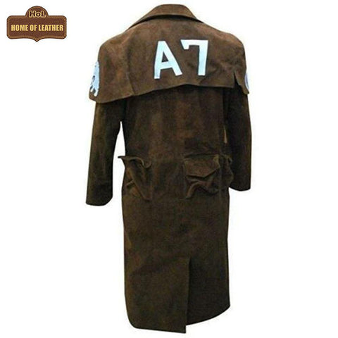 C014 A7 Vegas Brown Genuine Leather Trench Coat For Men's - Home of Leather