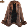 F002 HoL Women's Real Brown Real Sheep Shearling Fur Coat - Home of Leather