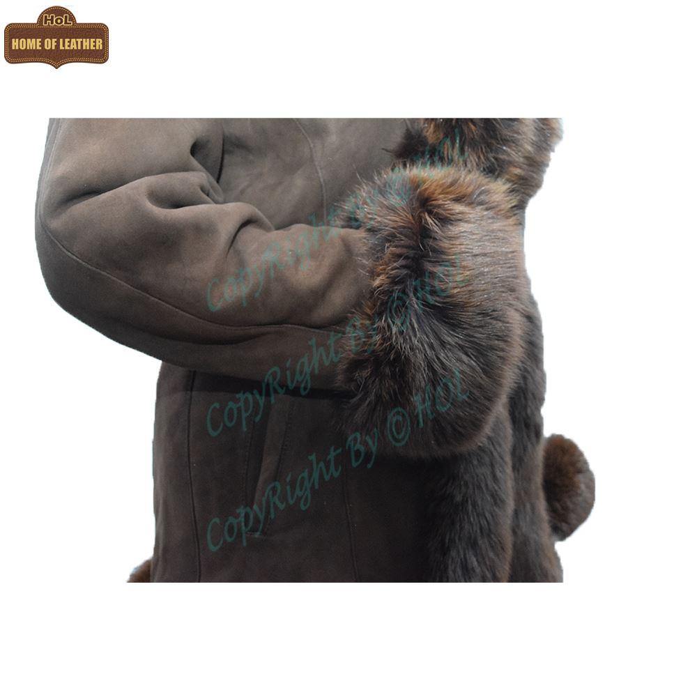 F002 HoL Women's Real Brown Real Sheep Shearling Fur Coat - Home of Leather