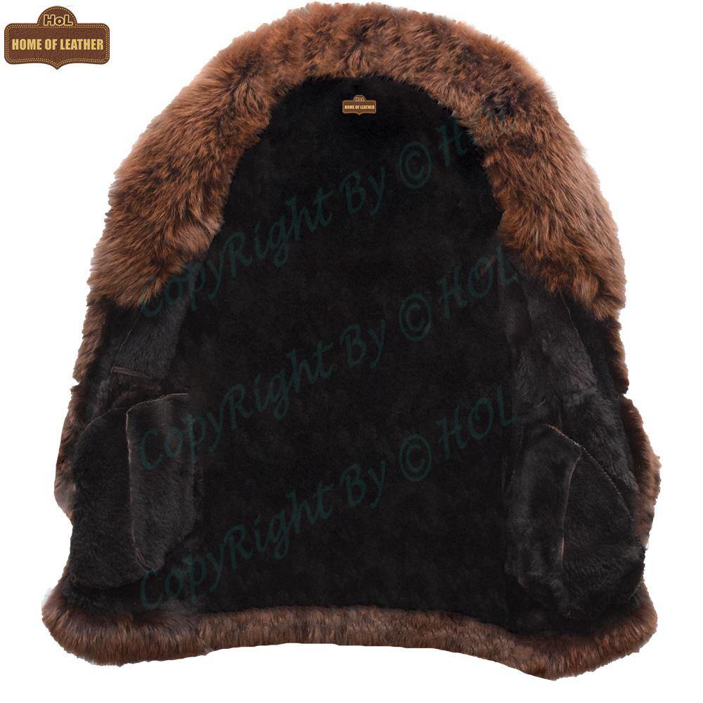 F002 HoL Women's Real Brown Real Sheep Shearling Fur Coat - Home of Leather