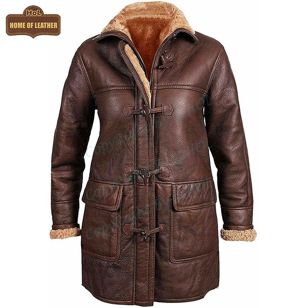 F006 Women Coat B3 Aviator Fur Shearling Hooded Jacket - Home of Leather