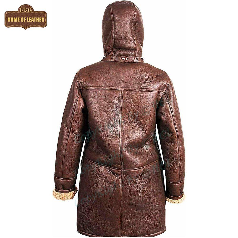 F006 Women Coat B3 Aviator Fur Shearling Hooded Jacket - Home of Leather