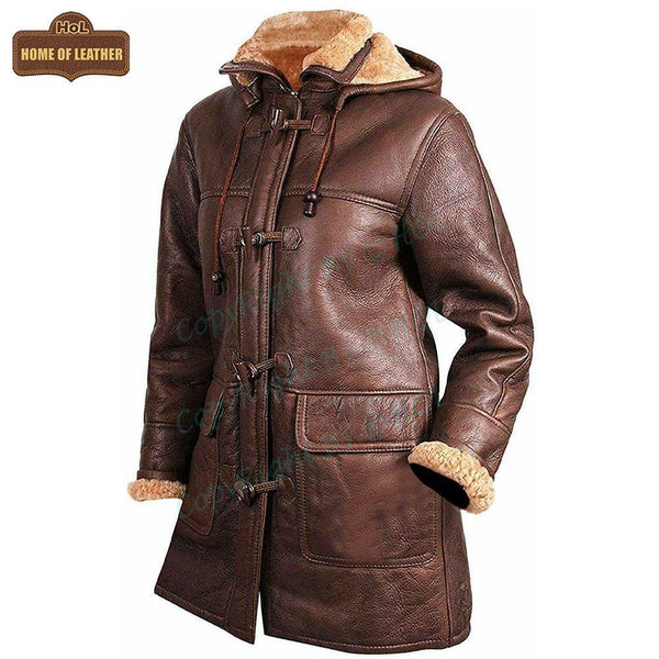 F006 Women Coat B3 Aviator Fur Shearling Hooded Jacket - Home of Leather