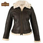 F010 Women's Hooded Bomber B3 Aviator RAF Genuine Fur Sheepskin Leather Jacket Women's Fur Jacket - Home of Leather 