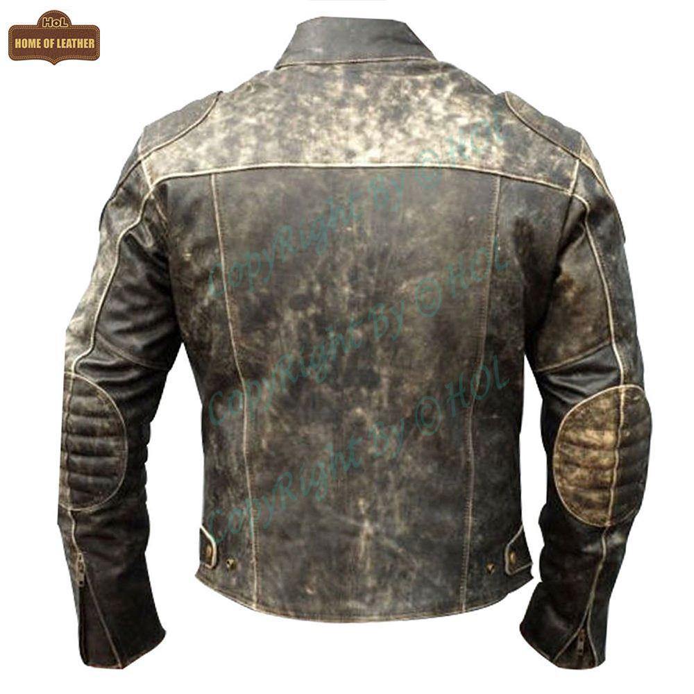 M006 Men's Antique Vintage Cafe Racer Distress Black Biker Retro Jacket - Home of Leather