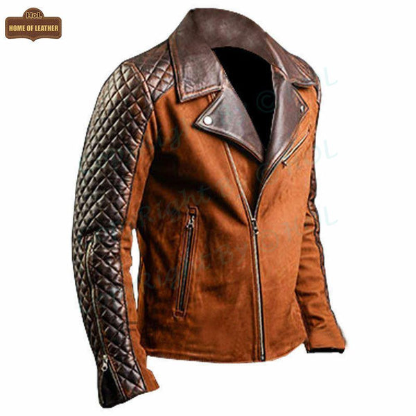 M008 Men's Cafe Racer Stylish Biker Leather Brown Jacket - Home of Leather