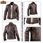 M010 Cafe Racer Stylish Distressed Brown Biker Vintage Real Leather Men's Jacket - Home of Leather