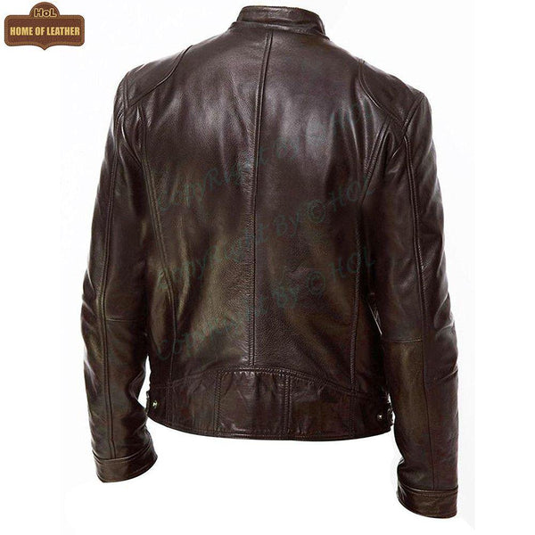 M011 Vintage Cafe Racer Brown Men Retro Biker Stylish Jacket - Home of Leather