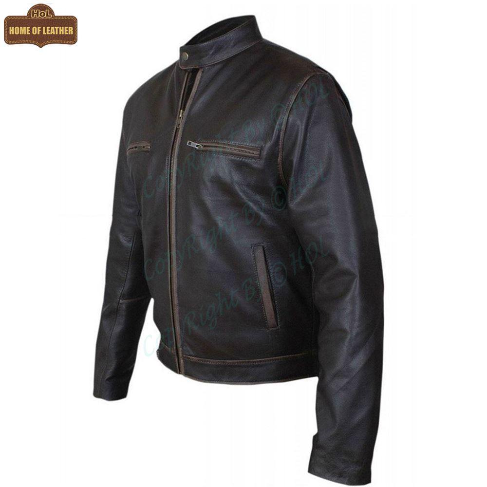 M014 Contraband Mark Wahlberg's Slim Fit Distress Leather Jacket - Home of Leather