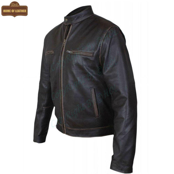 M014 Contraband Mark Wahlberg's Slim Fit Distress Leather Jacket - Home of Leather