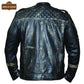 M021 New US Flag Black Vintage Distressed Moto Retro Jacket - Home of Leather