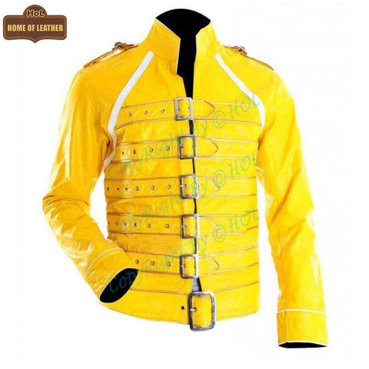 What to Wear to a Concert 2 m028 mens freddie mercury wembley concert yellow jacket leather jacket home of leather hol