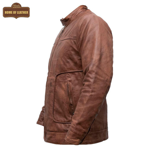 M043 Wax Men's Vintage Style Retro Brown Distressed CowHide Leather Jacket - Home of Leather